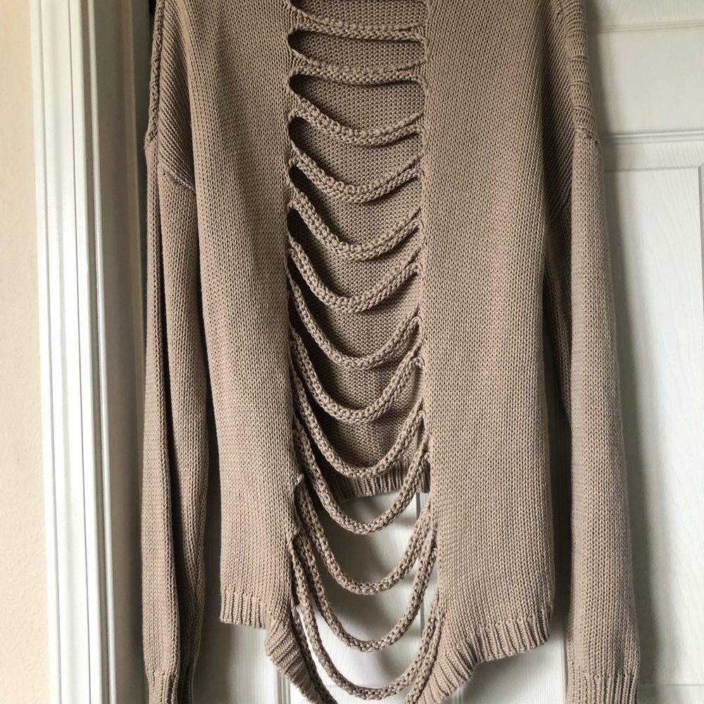 Super cute open back sweater